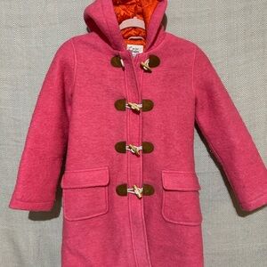 Boden Pink Hooded Kids WOOL Coat with Toggle Buttons